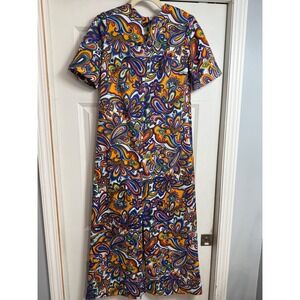Ja Na of Hawaii Maxi Dress Paisley Print Short Sleeve Vintage Size 6 bright 60s